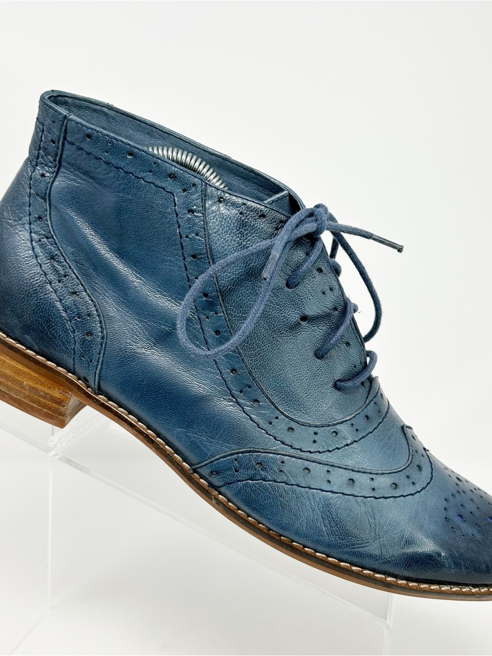 Mona Flying Womens Ankle Booties Blue Brogue Wingtip Oxford Lace-Up EU 43